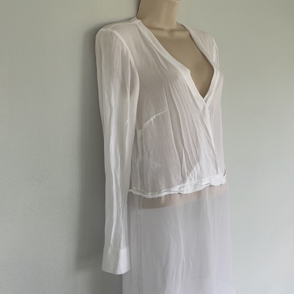 Bcbgeneration White Surplice Wrap Front Long Shee… - image 7